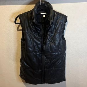 And Now This Black Faux Leather Puffer Vest size XS